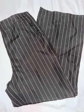 SHEIN Black Pinstripe Wide-Leg Pants